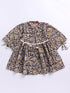 Girl's Black Cotton Dress With Kalamkari Print